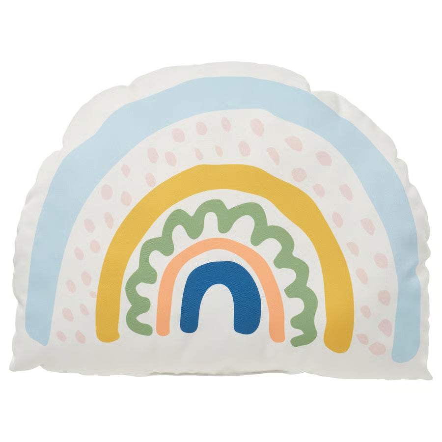 Cojín, blanco/unicornio arco iris