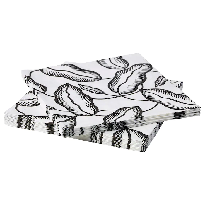 Avsiktlig Servilleta Papel Blanco Negro Hoja