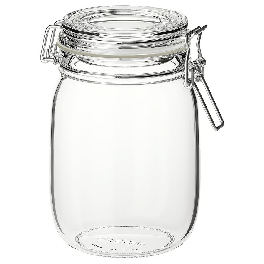 Tarro con tapa de vidrio transparente 1 L