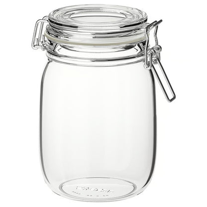 Tarro con tapa de vidrio transparente 1 L