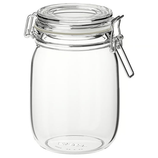Tarro con tapa de vidrio transparente 1 L